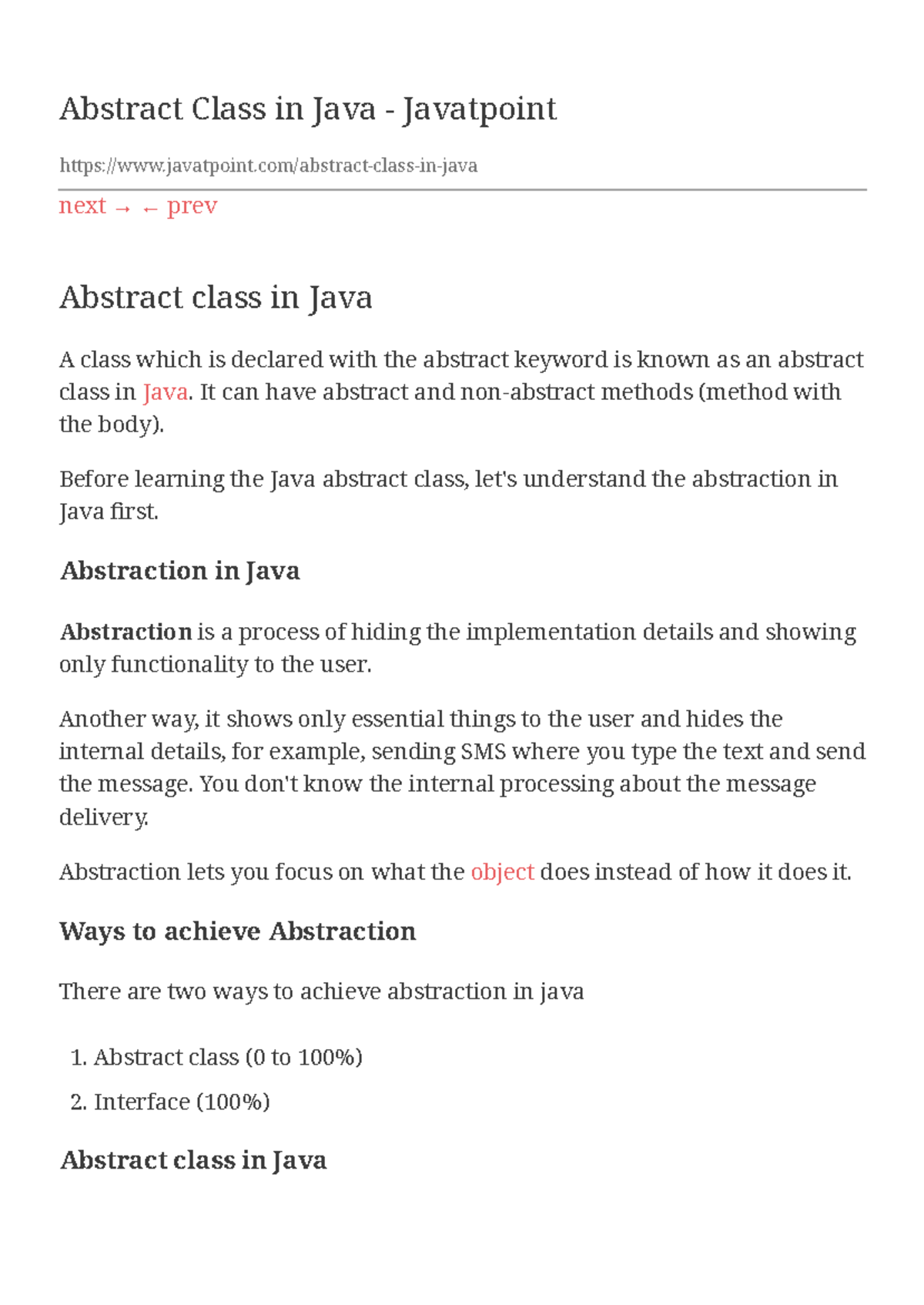 Abstract Class l - A document - Abstract Class in Java - Javatpoint ...