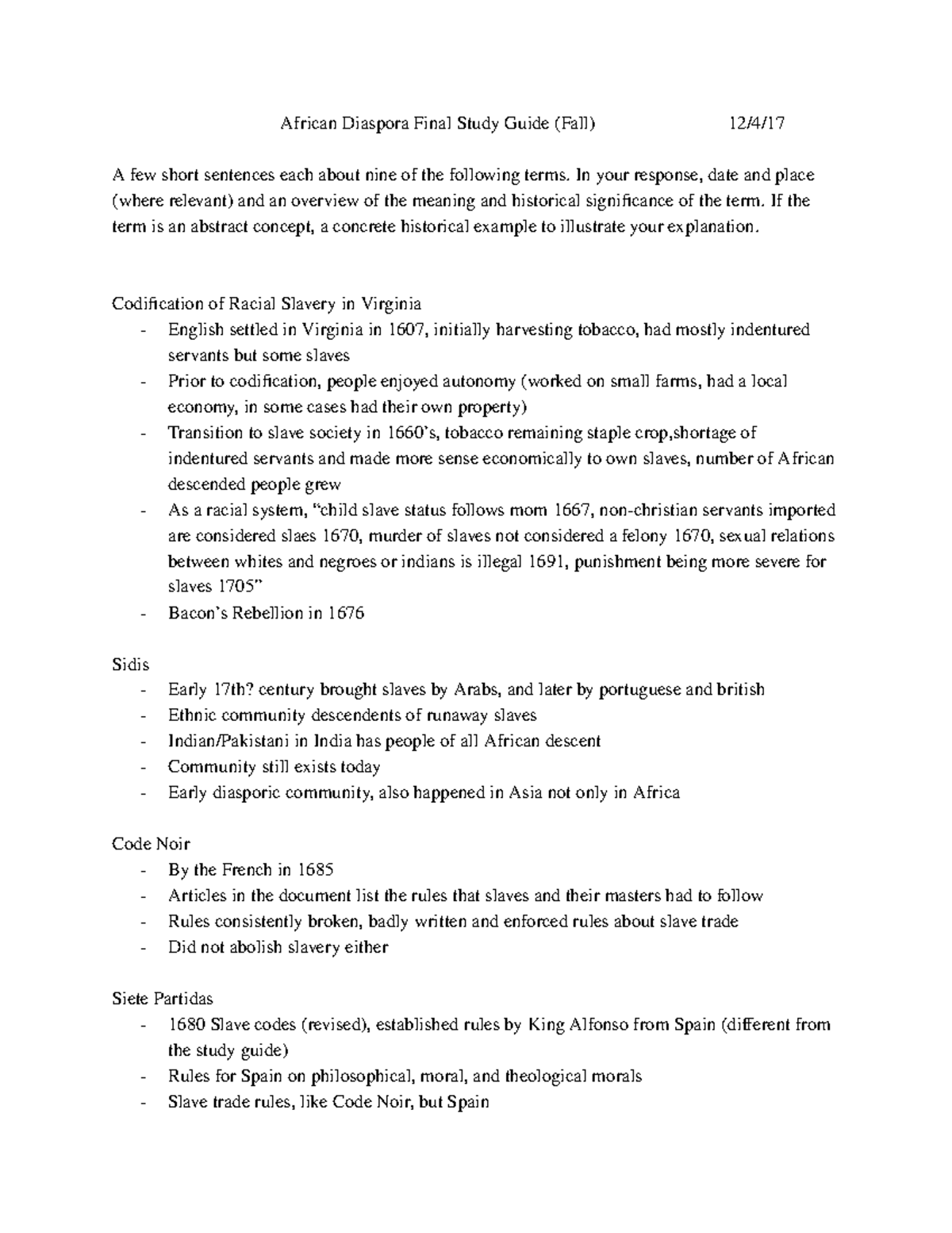 Af Dias Final Exam Study Guide (Fall 2023) - Studocu