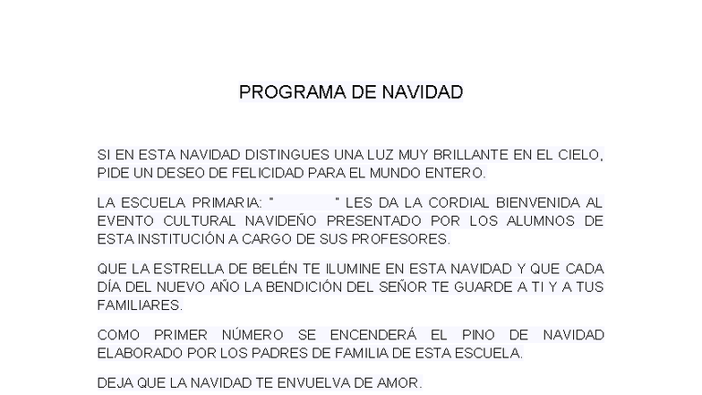 Programa Navideño 2024: Celebración Cultural Escolar - Studocu