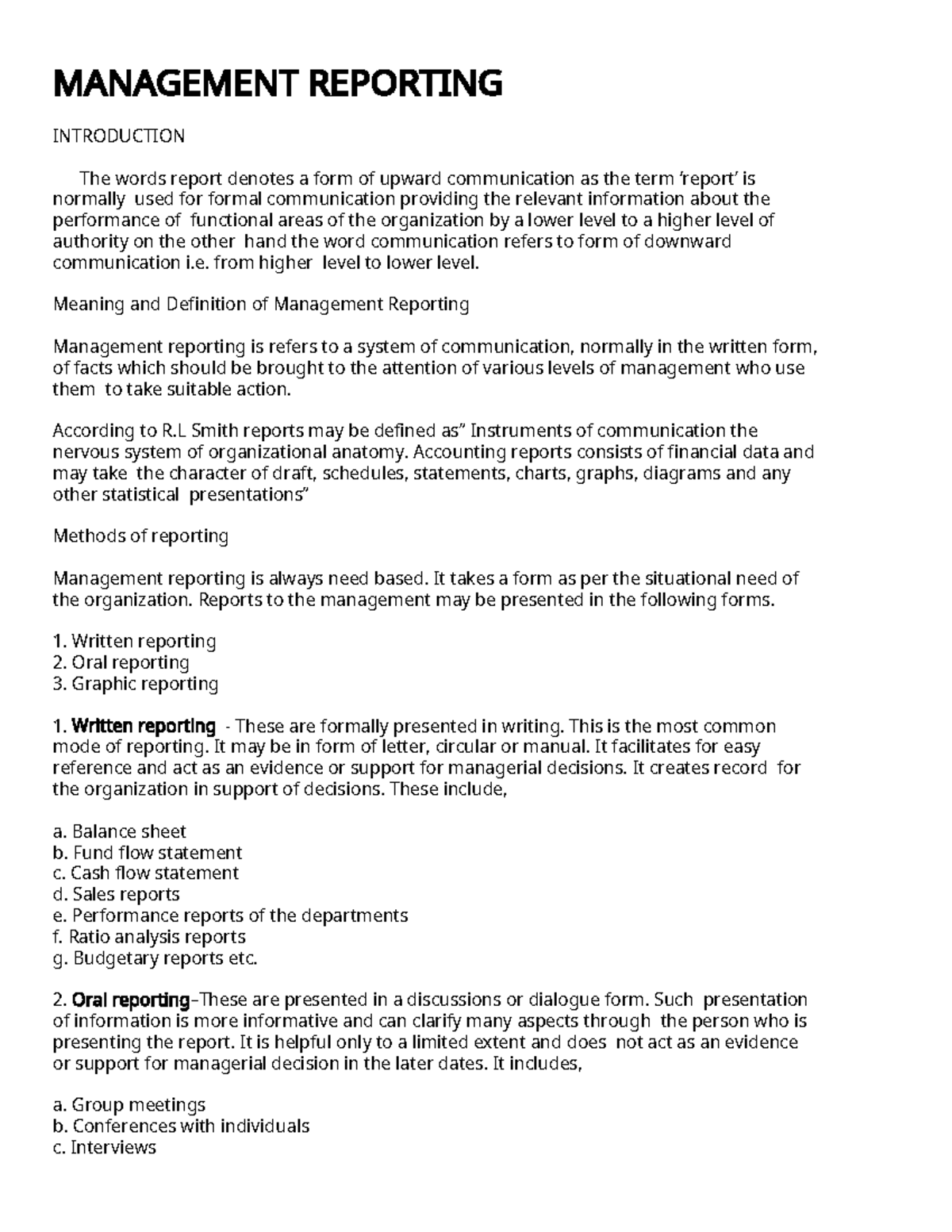 Introduction to Management Reporting Techniques and Methods for ...