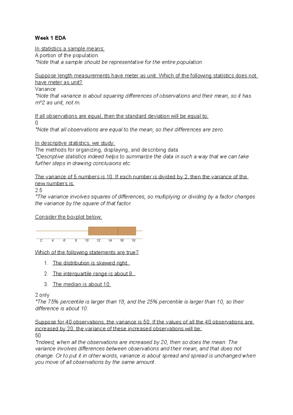 Week 1 EDA Theory Exercises Overview and Key Concepts - Studeersnel