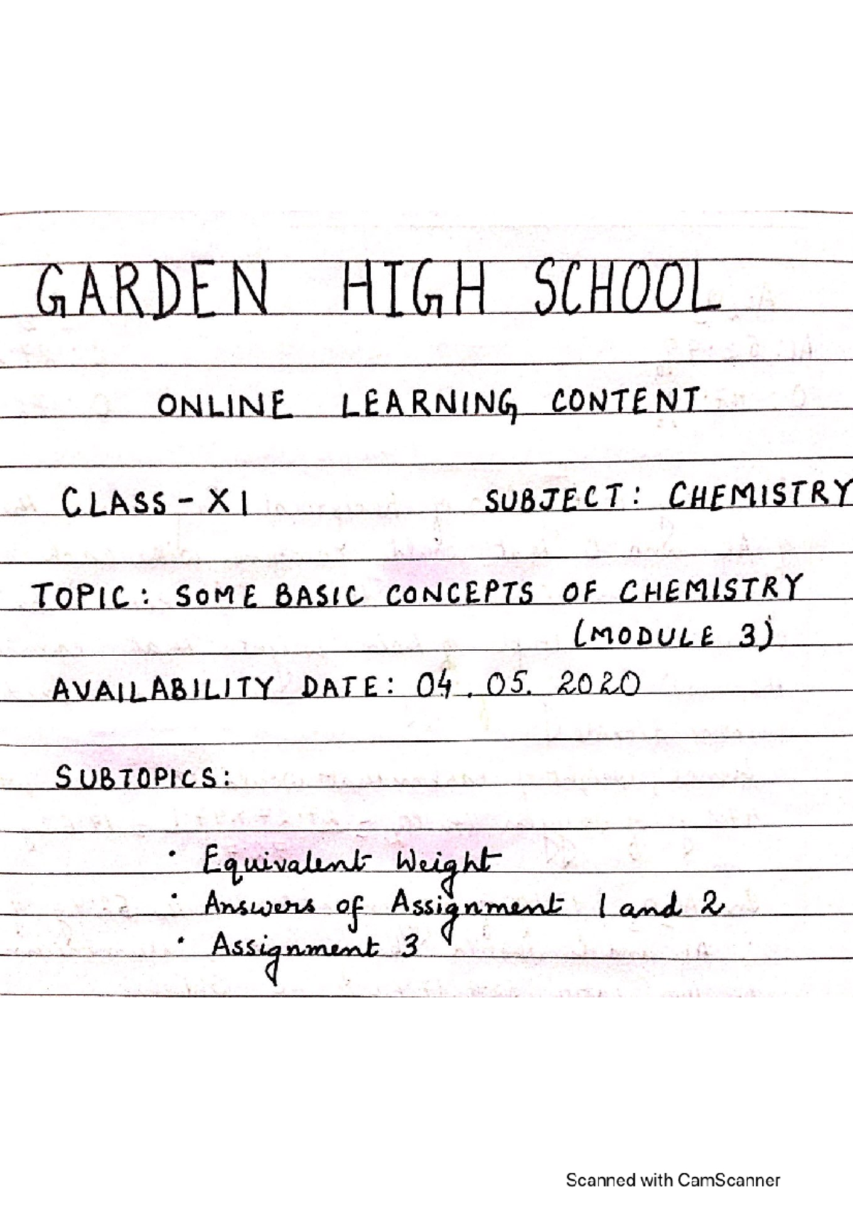 ISC Chemistry Module 3: Basic Concepts & Equivalent Weight Notes - Studocu