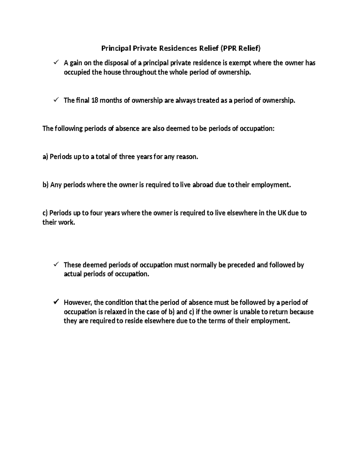 PPR Relief: Key Points and Examples for University Students - Studocu