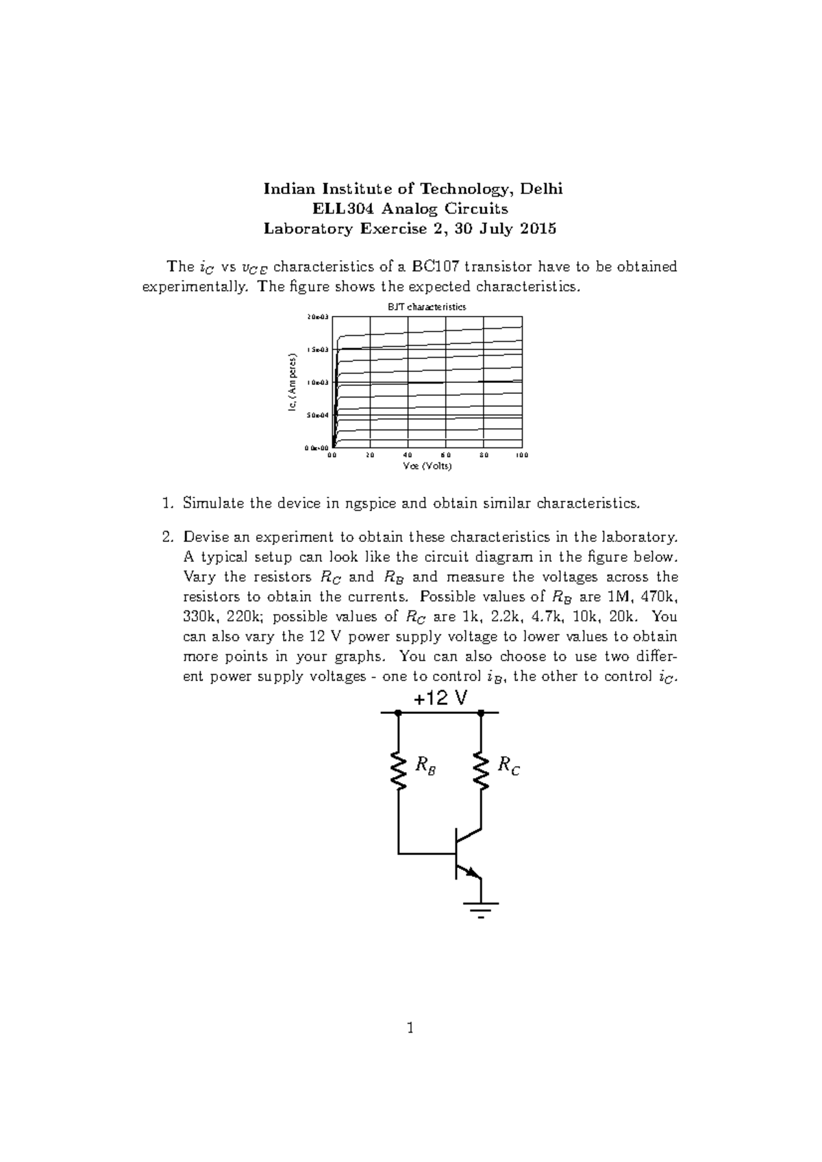 Lab 2 - BC107 Transistor Characteristics in ELL304 Analog Circuits ...