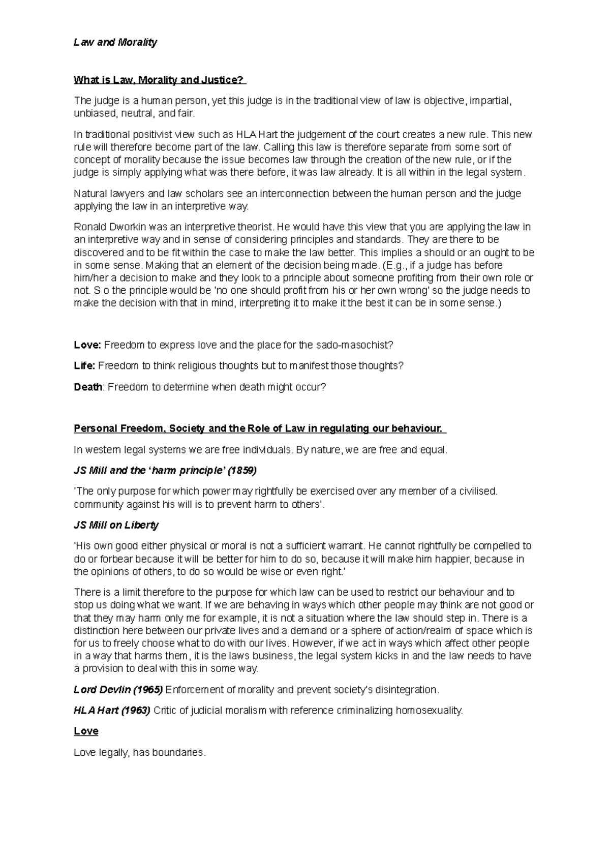 5. Law and Morality - notes - Law and Morality What is Law, Morality ...
