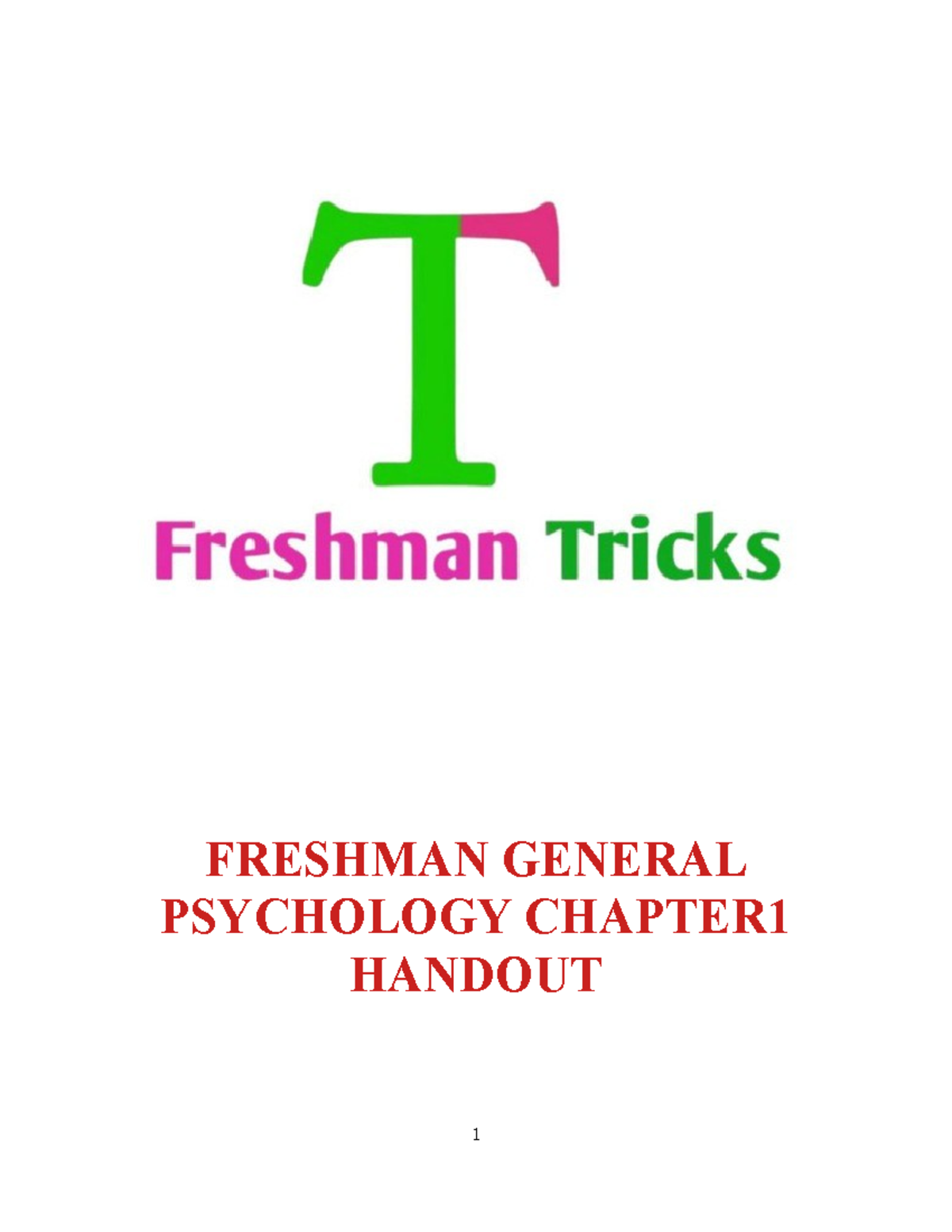 Psychology 101: Chapter 1 Handout - Essence and History of Psychology ...