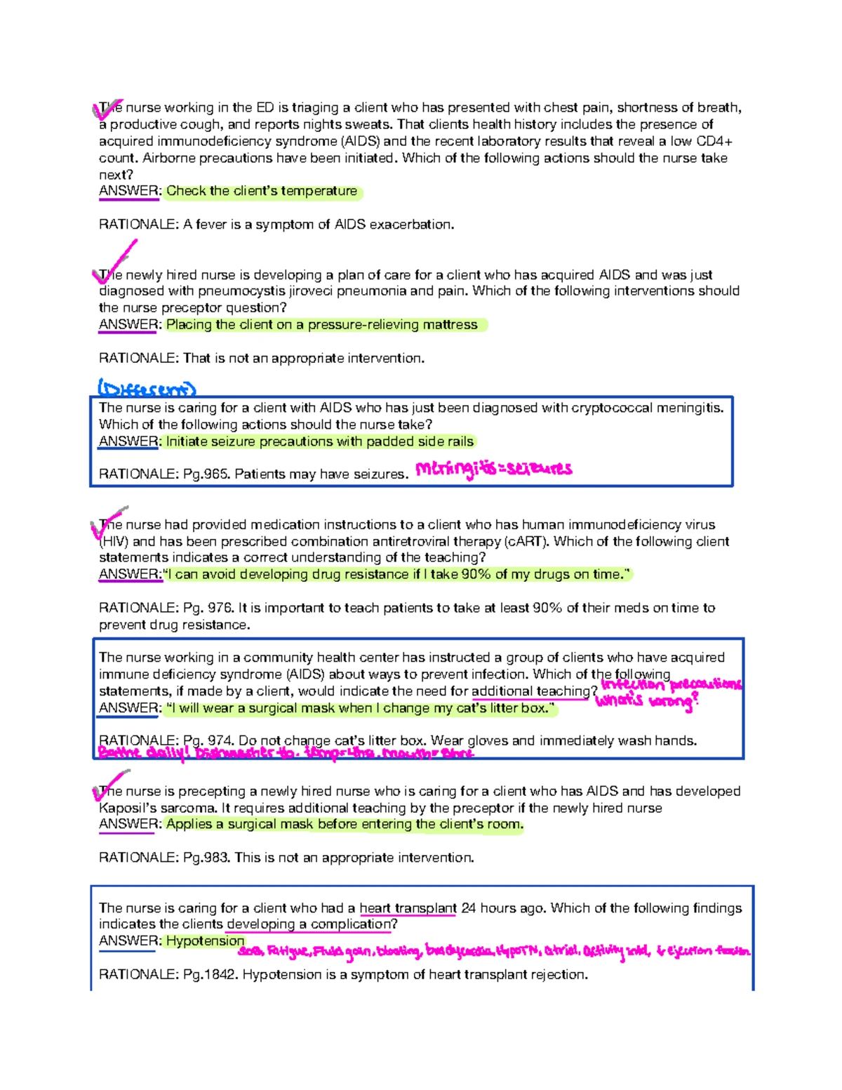 HIV/AIDS Exam 4 Study Guide: Key Concepts and Interventions - Studocu