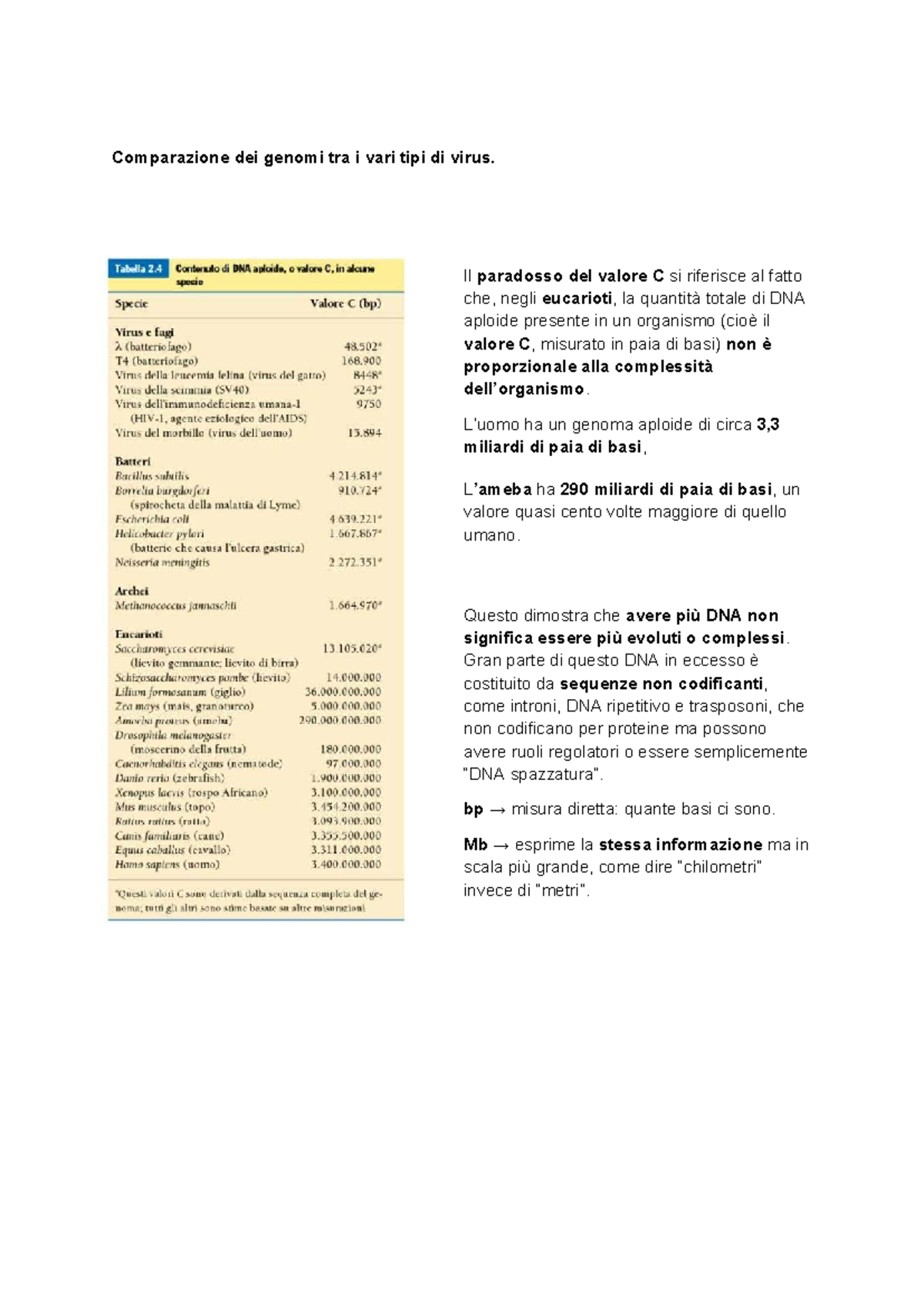 Comparazione dei Genomi Virali e Struttura del DNA (CORSO: BIO101 ...