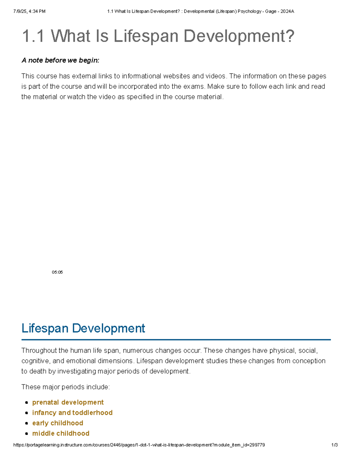 1.1 Lifespan Development Overview: Developmental Psychology Gage 2024A ...