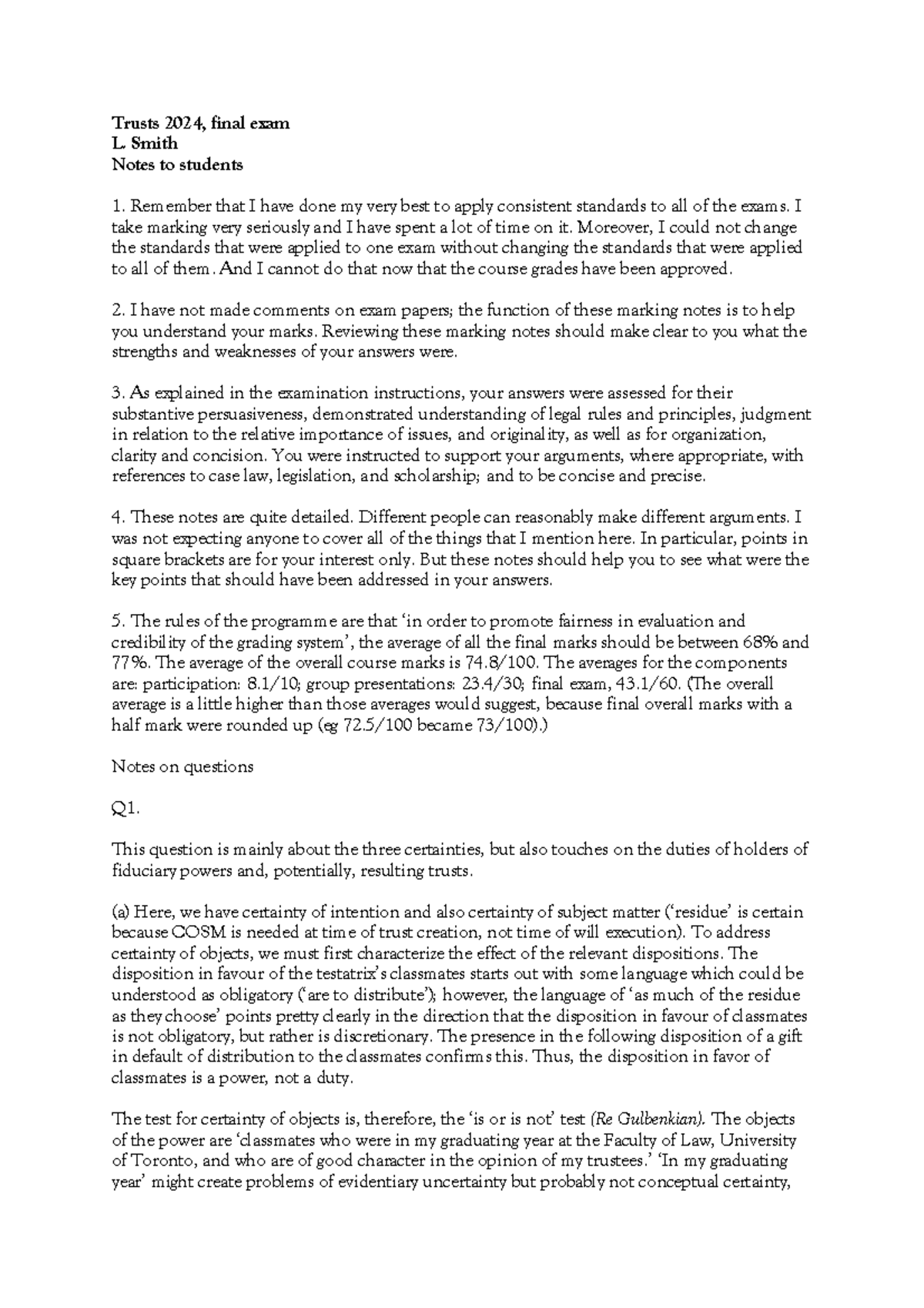 Trusts 2024: Final Exam Notes by L. Smith for Students - Studocu