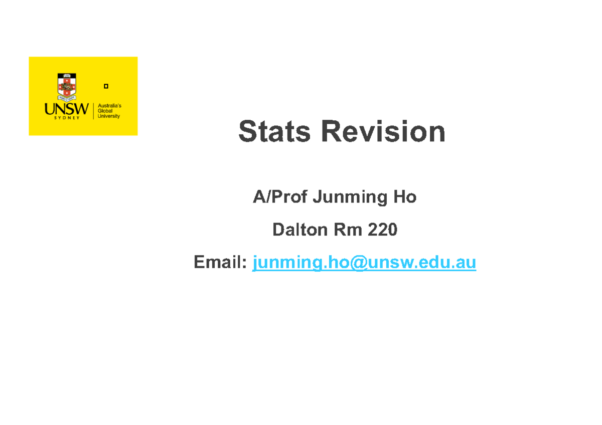 Stats revision notes for course code: Stats 101 - Studocu