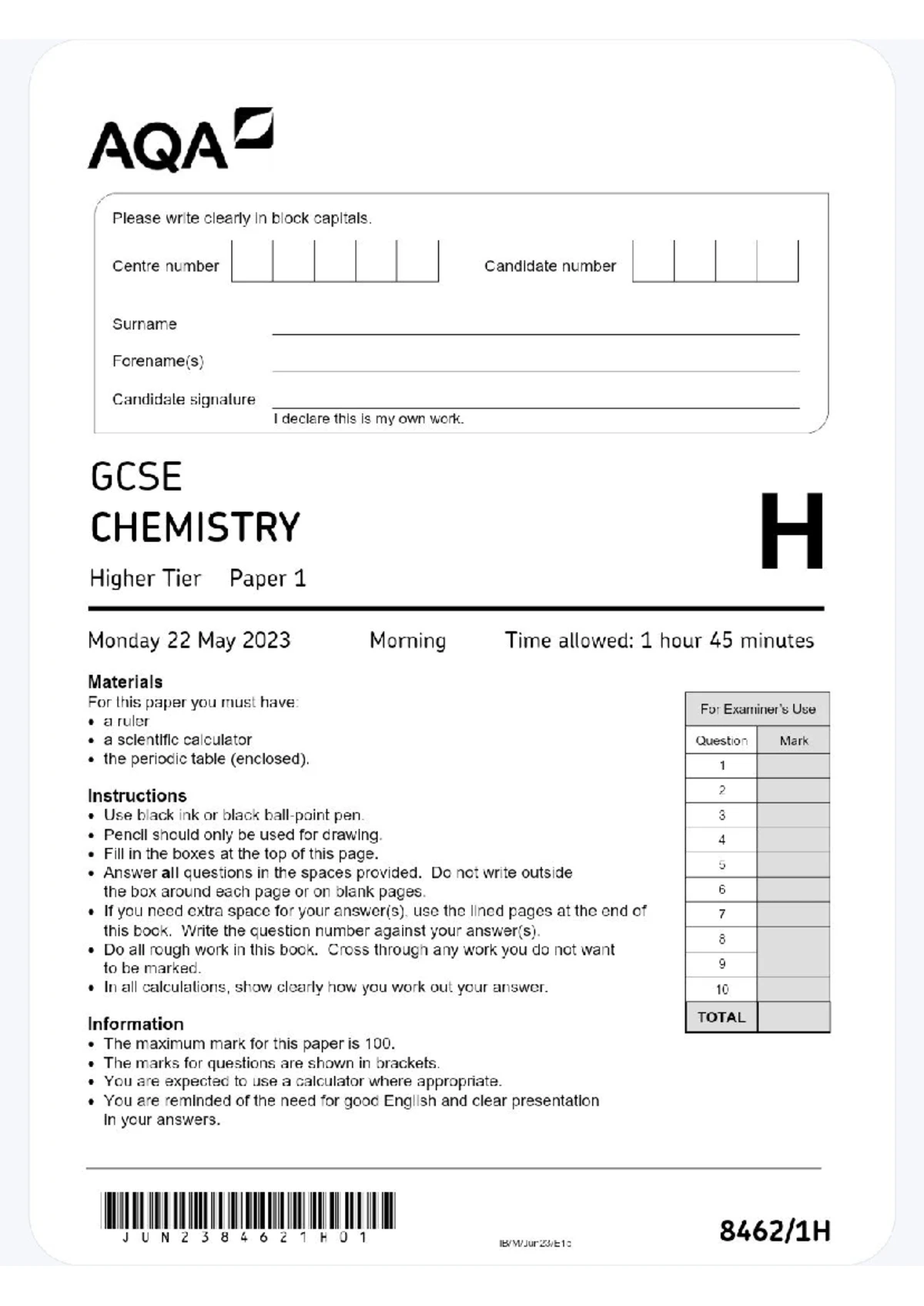 AQA Chemistry GCSE Required Practical 4 Temperature Changes Past Exam ...