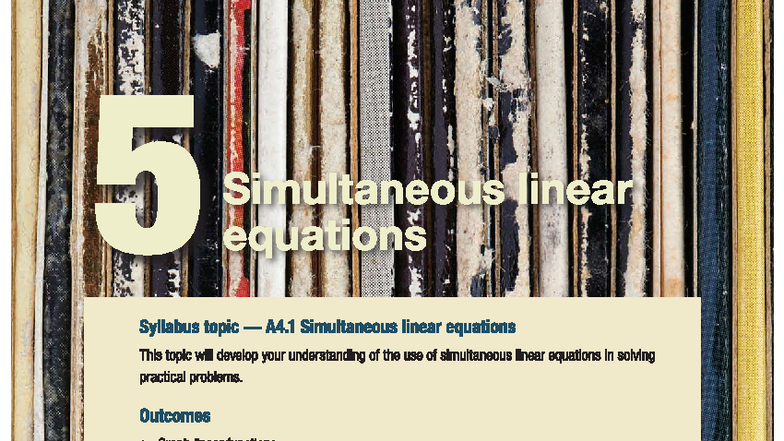 Ch 5 Simultaneous Linear Equations: Understanding & Applications - Studocu
