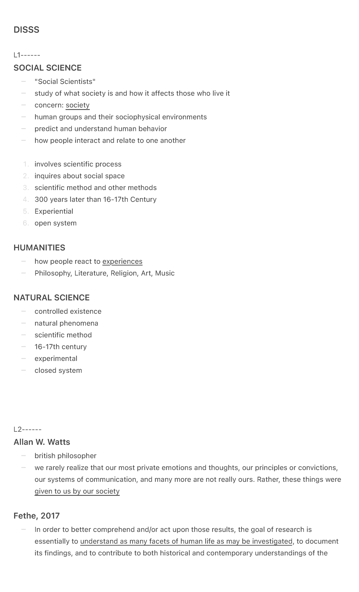 DISS 101 Notes: Social Sciences Disciplines & Ideas Overview - Studocu