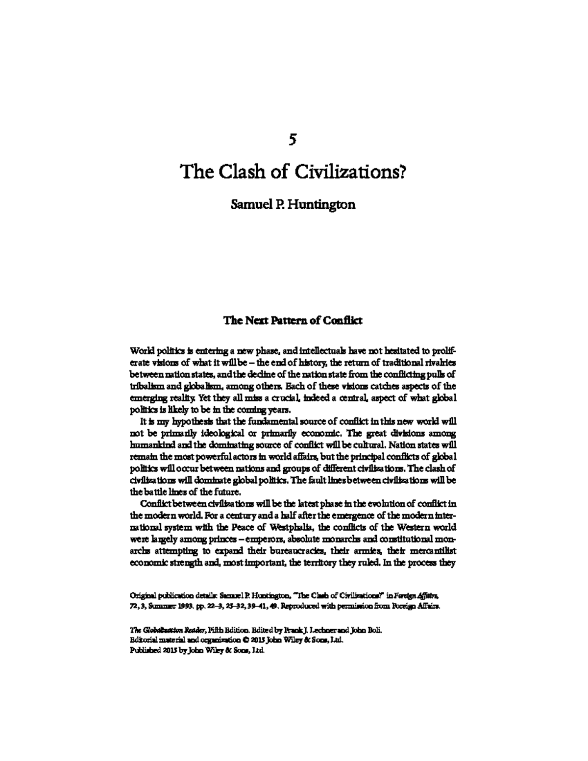 The Clash of Civilizations? Insights from Samuel P. Huntington's Theory ...