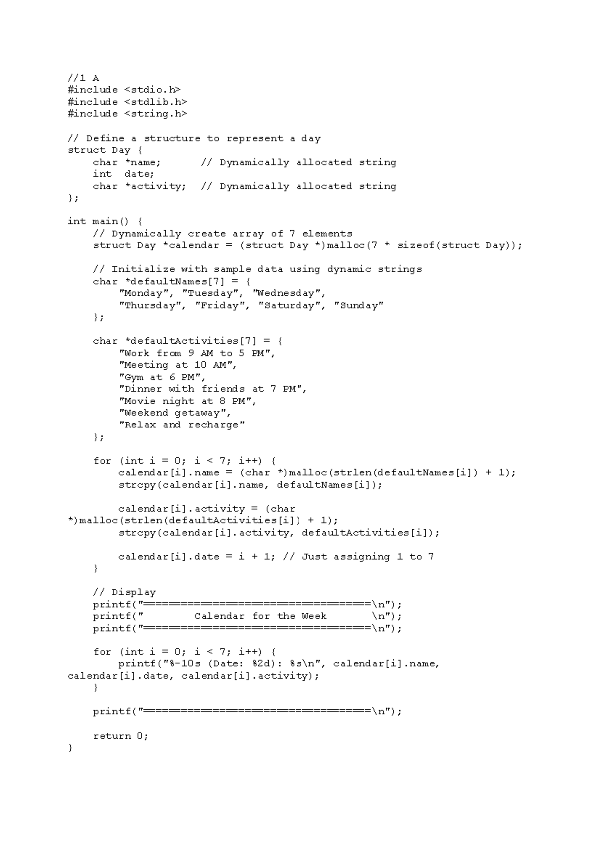 DSA PRGS - Weekly Calendar and Stack Implementation Notes - Studocu