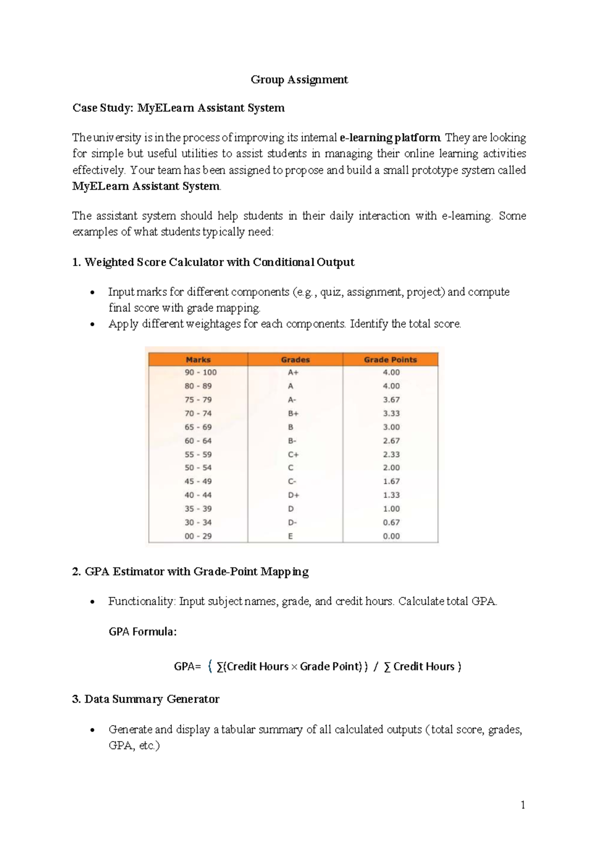 SCSE1013 Group Assignment 1: MyELearn Assistant System Case Study - Studocu