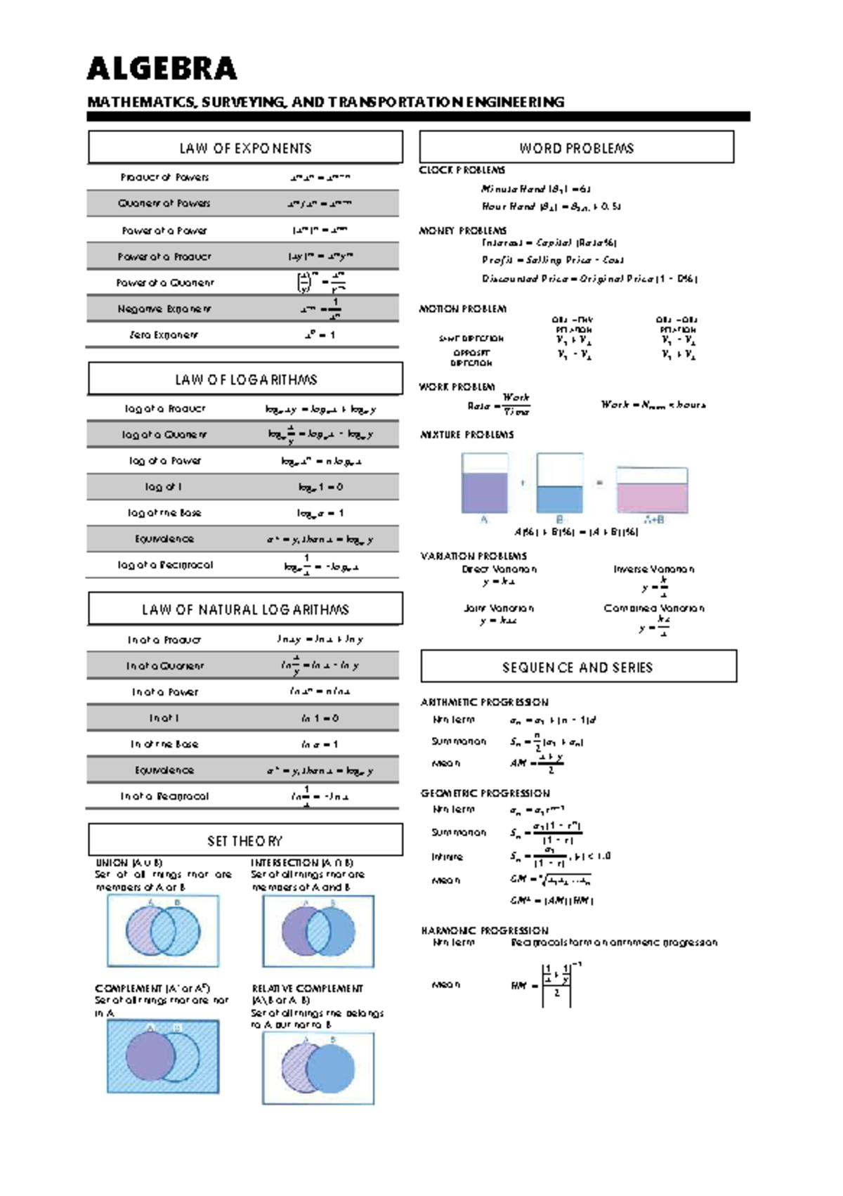 **Title: MATHEMATICS, SURVEYING, AND TRANSPORTATION ENGINEERING ...
