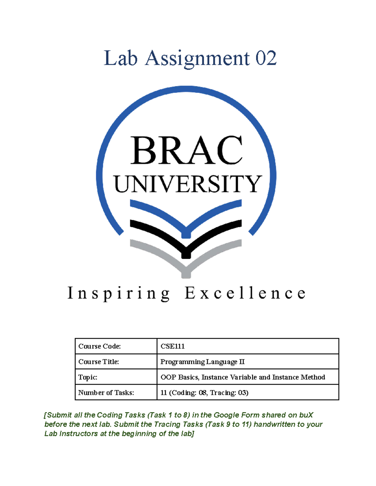 CSE111 Lab Assignment 02 - OOP Basics and Instance Methods - Studocu