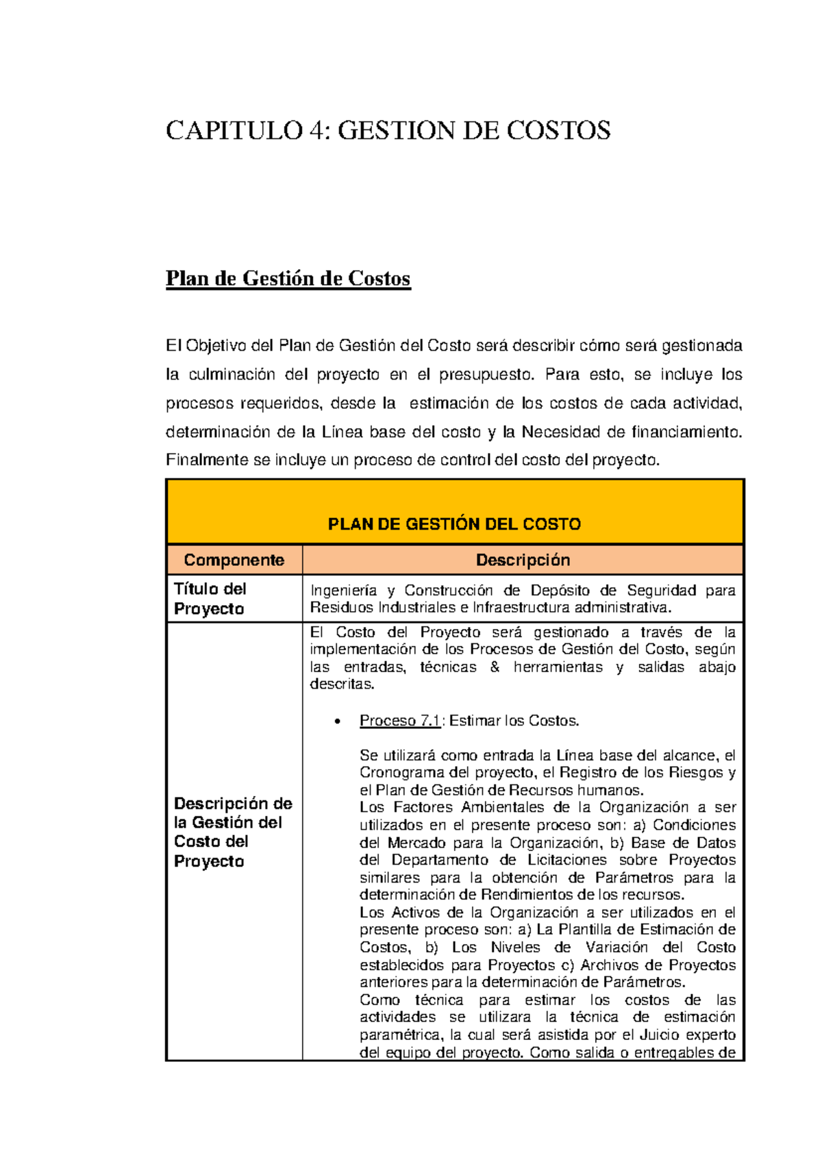 2. Gestion DE Costos - proyecto segun PMI 2 - CAPITULO 4: GESTION DE ...