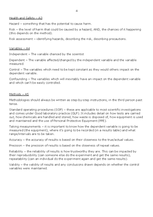 Applied Science Preparation Task - TY3ES - 1 BTEC Applied Science Unit ...