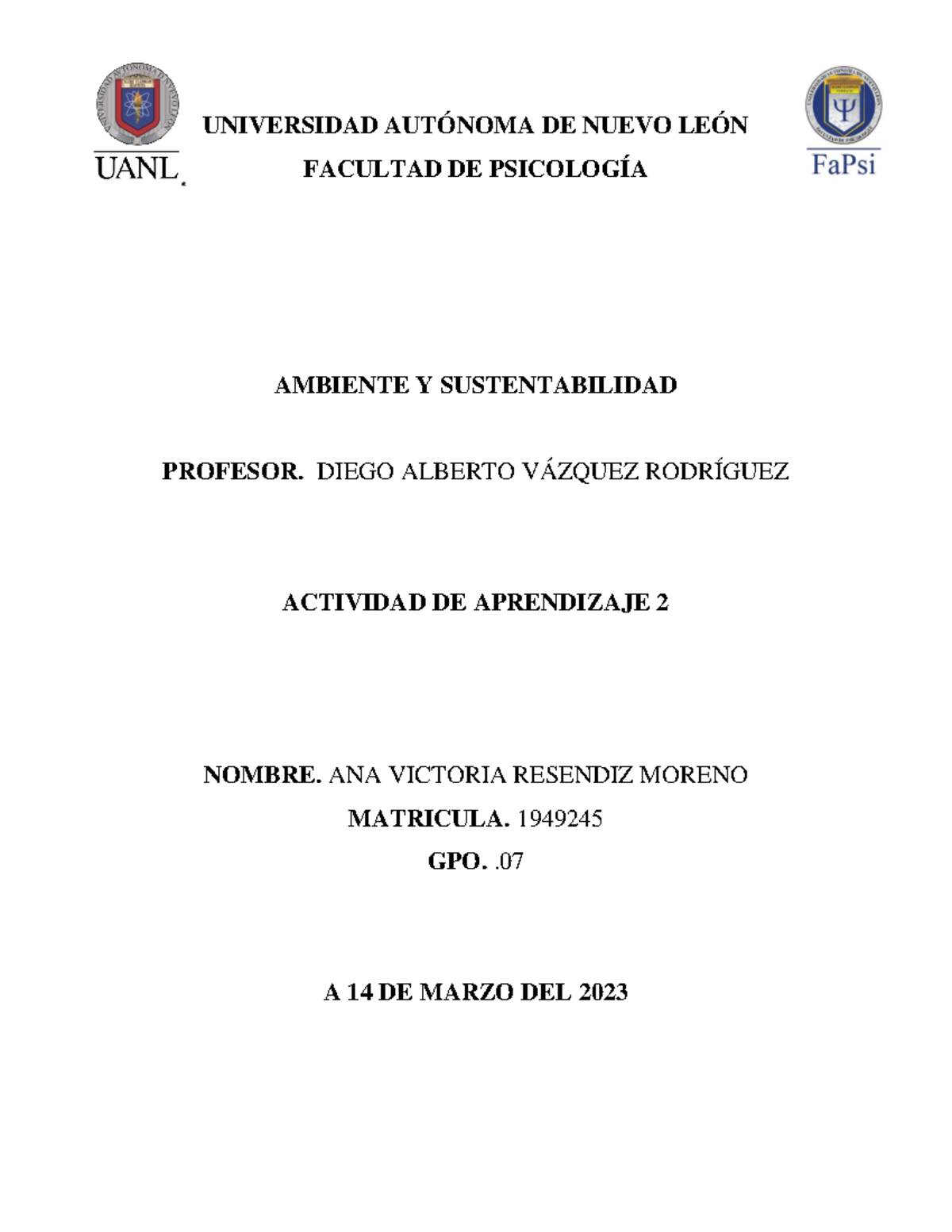 Actividad de Aprendizaje 2 AVRM sobre Desarrollo Sustentable - Studocu