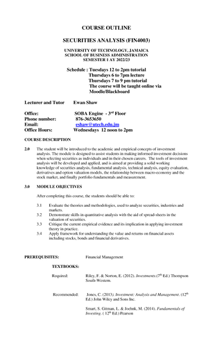 Securities analysis project 2024 2025 semester 1 - SECURITIES ANALYSIS ...