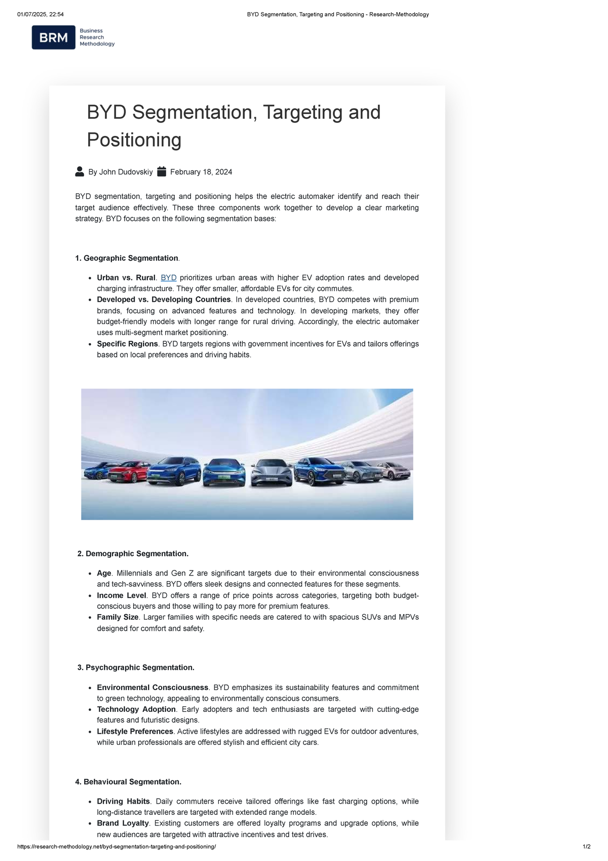 22:54 D Segmentation, Targeting & Positioning - BYD Analysis - Studocu