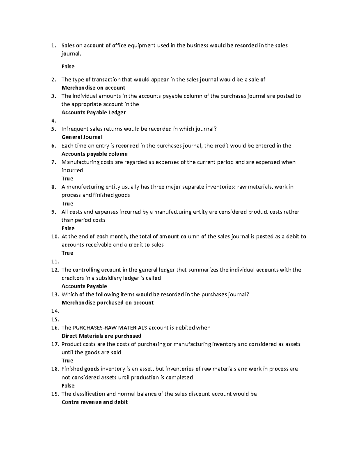 ACCT 101 Final Exam Study Notes - Sales and Purchases Journals - Studocu