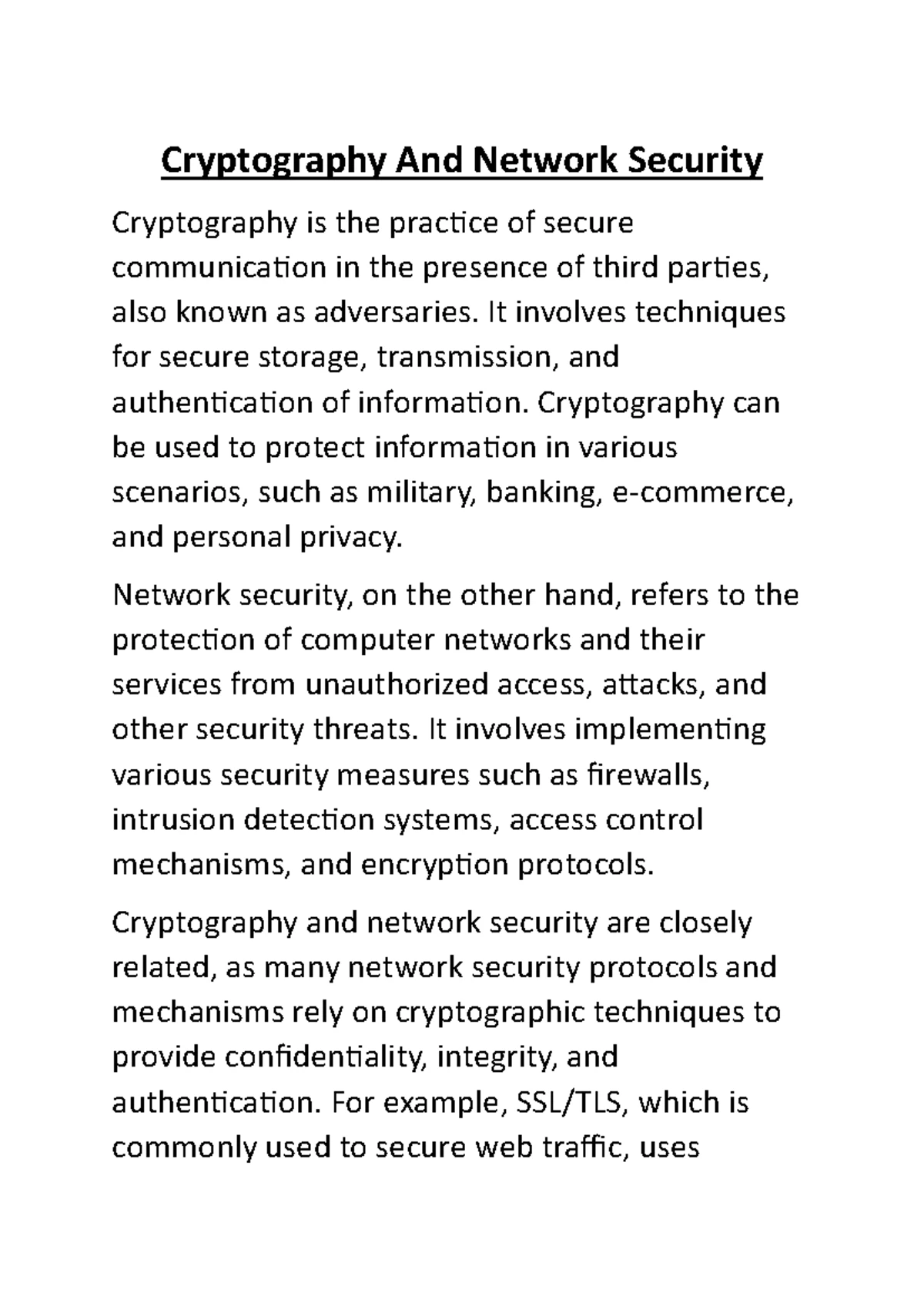 Cryptography AND Network Security 1 - CRYPTOGRAPHY AND NETWORK SECURITY ...
