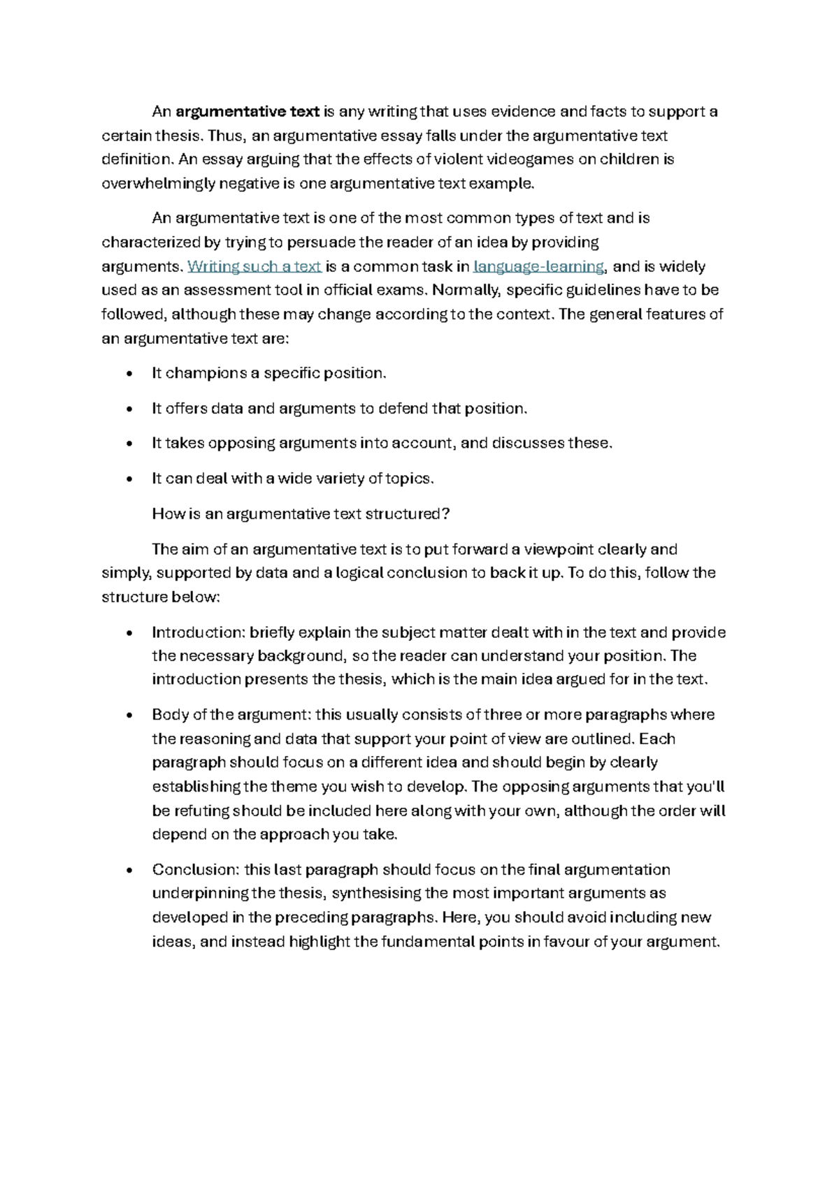 Argumentative Text Types: Structure & Key Characteristics Guide - Studocu