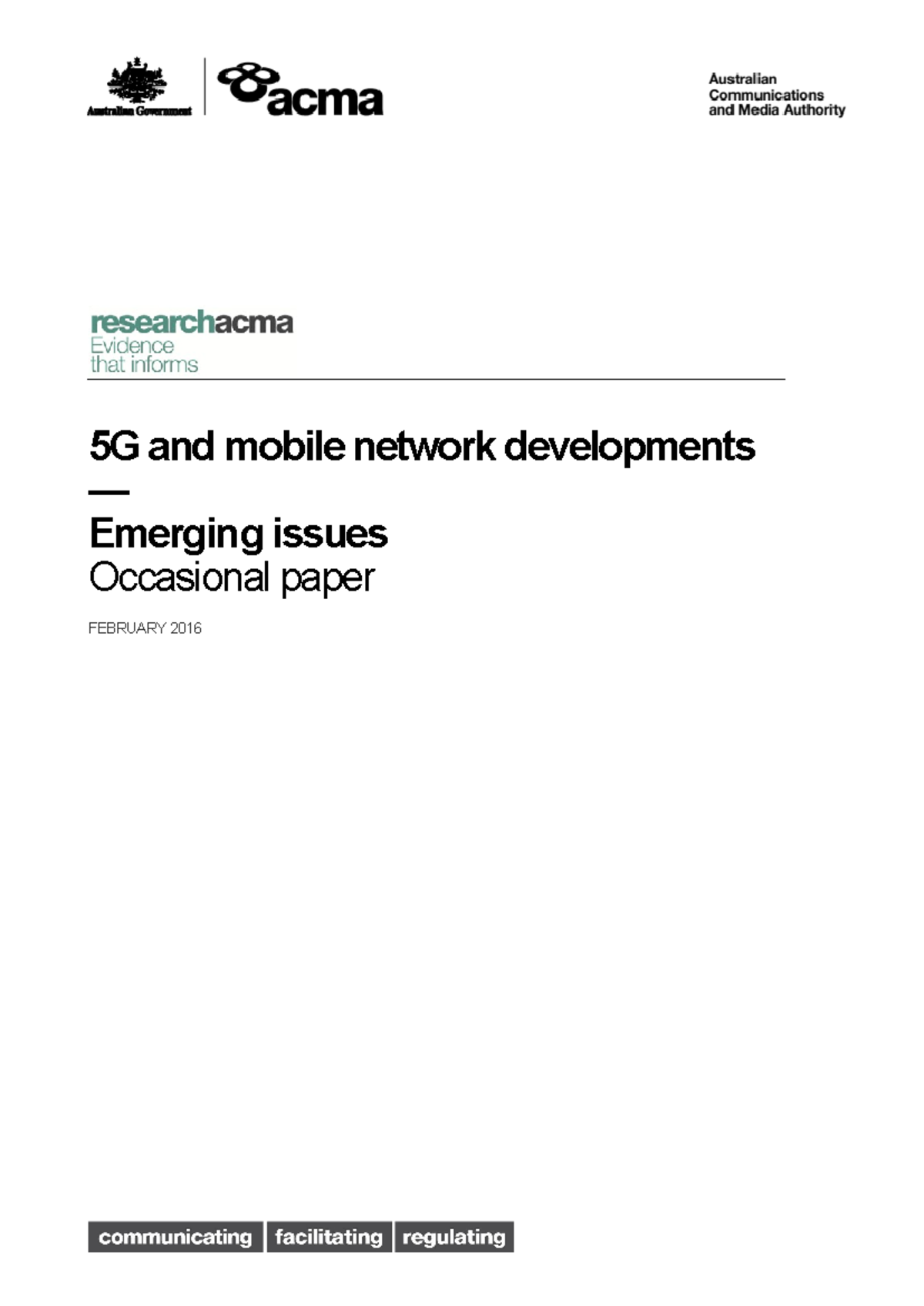 5G and mobile network developments- Emerging issues docx - 5G and ...