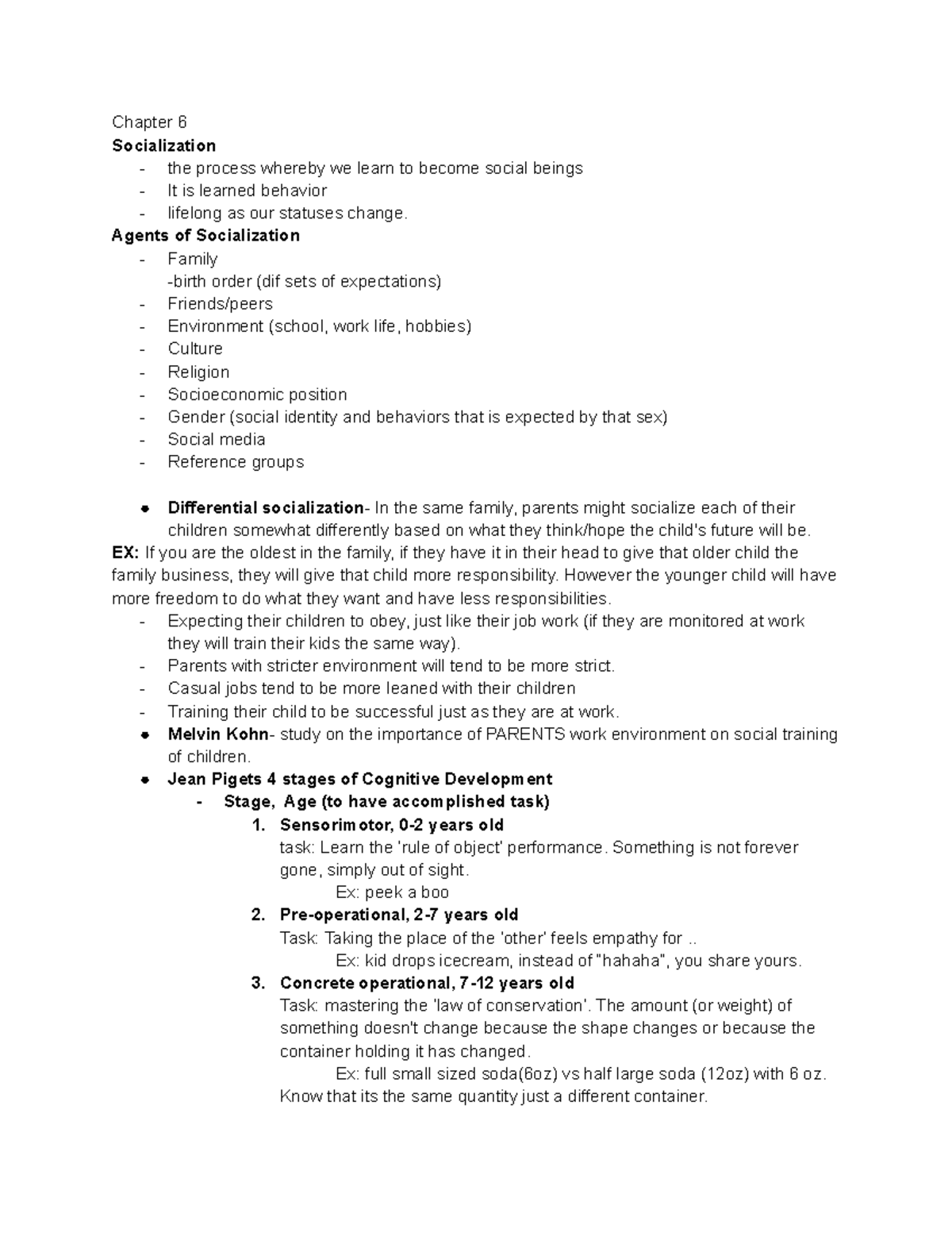 Chapter 6 - Socialization and its Agents in Sociology (SOC 101) - Studocu