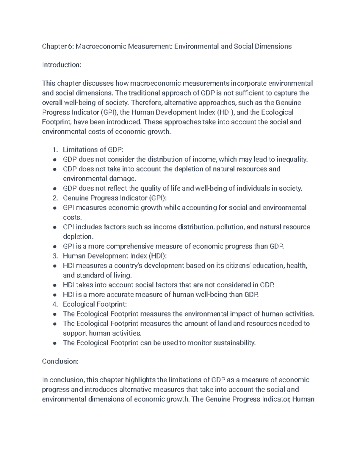 Eco 6 - Chapter 6: Rethinking Macroeconomic Measurement & Indices - Studocu