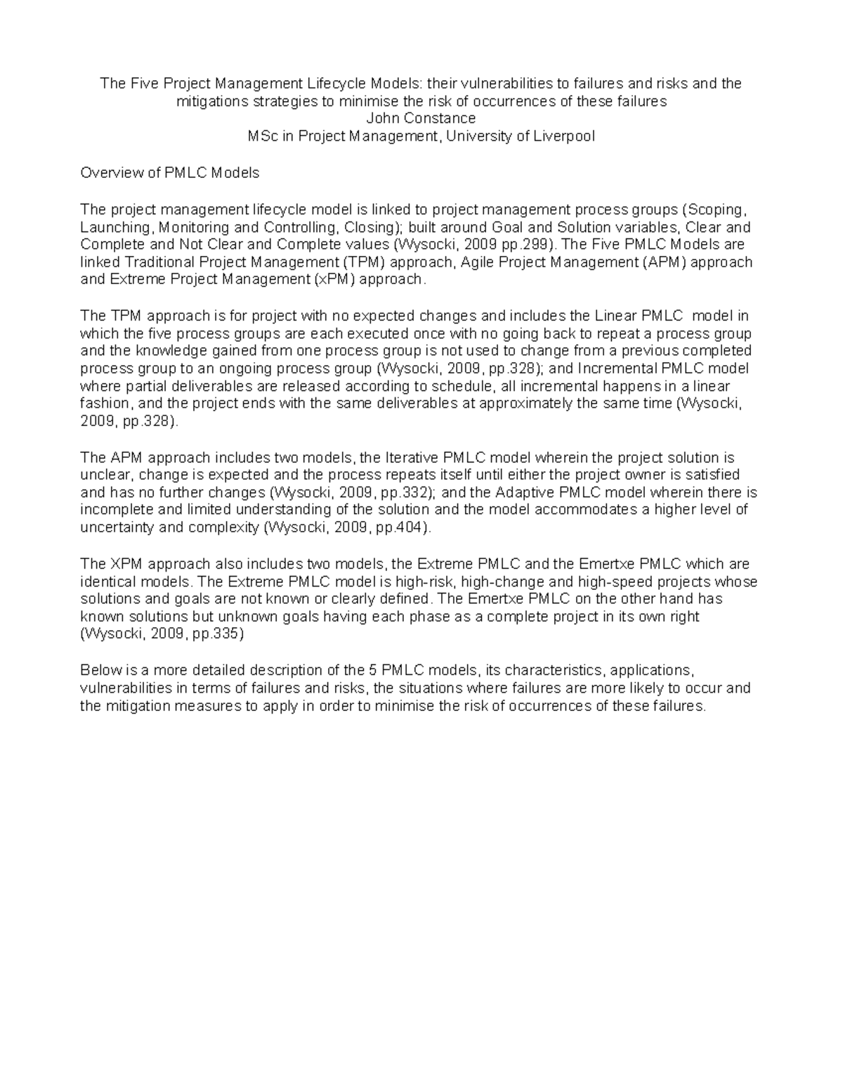 The Five PMLC Models: Risks, Failures, and Mitigation Strategies - Studocu
