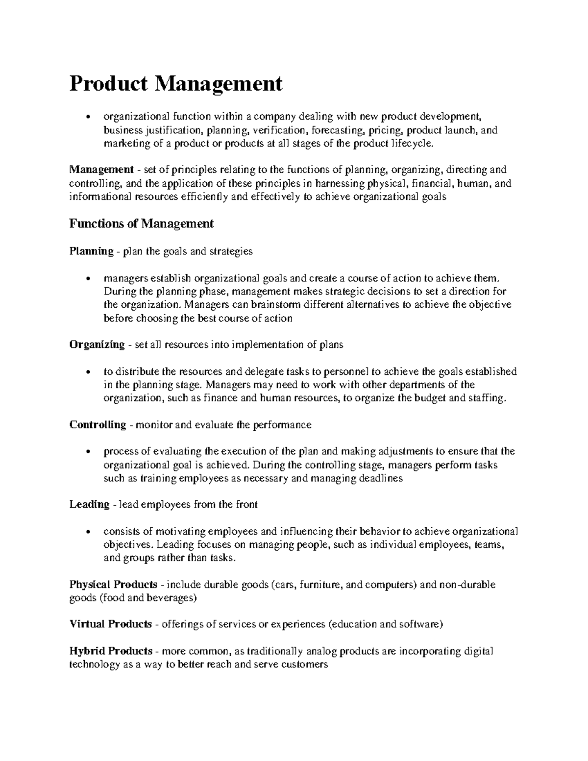Product Management Lecture - Comprehensive Notes and Principles - Studocu
