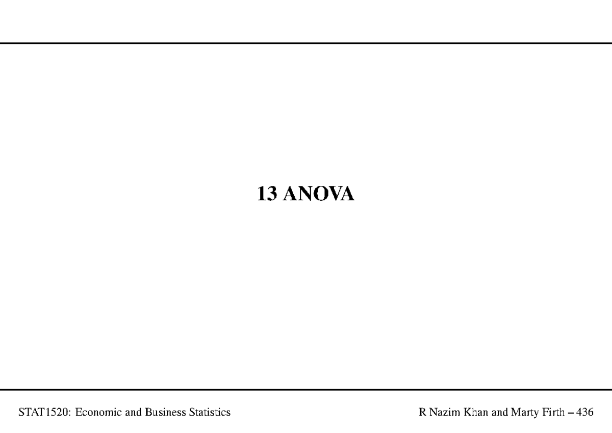 Chapter 13 - ANOVA Analysis and Hypothesis Testing Techniques - Studocu