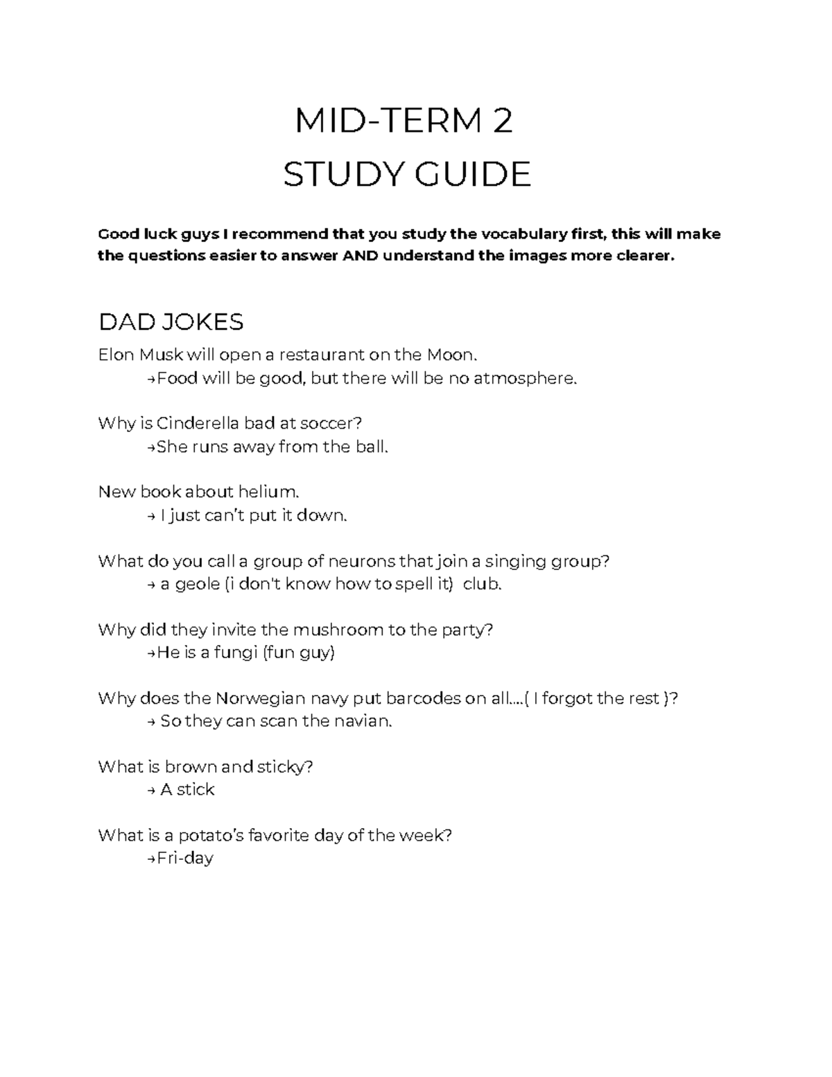 Midterm 2 Study Guide: Key Concepts in Biology and Vocabulary - MID ...
