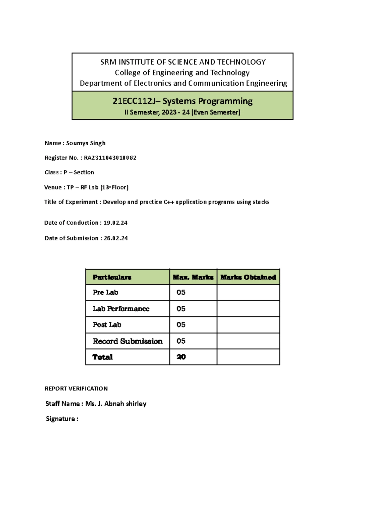 Lab Report on Trees - Experiment 6: Data Structures 102 - Studocu