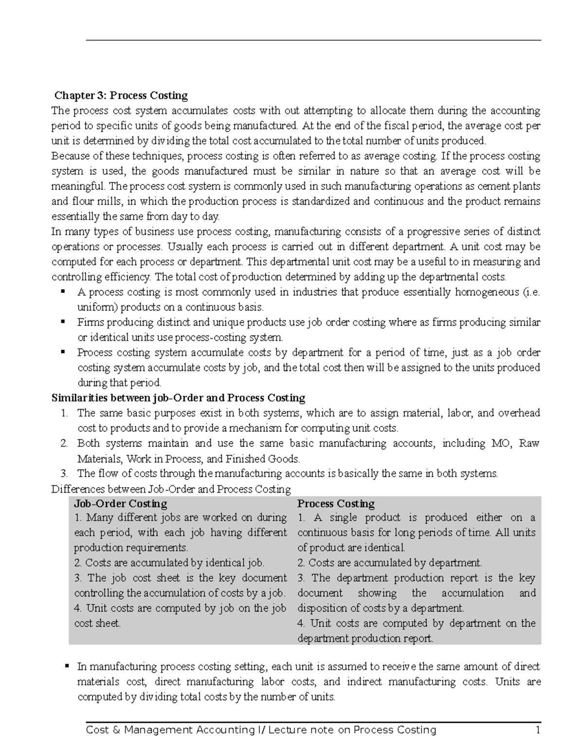 Cost I Chapter 4 .doc;Process Costing - Chapter 3: Process Costing The ...