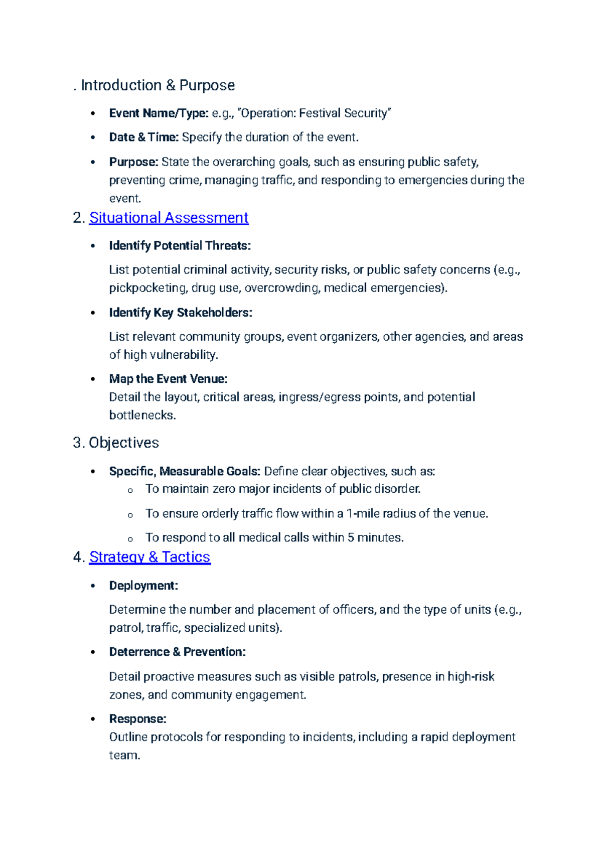 LEA 3 Event Safety Plan: Goals, Threats, and Strategies - Studocu