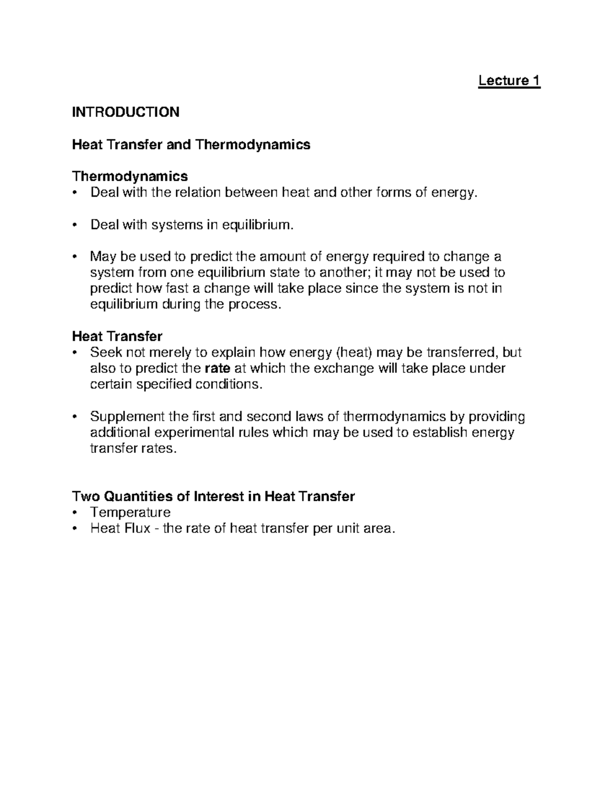 Lecture A - perfect - INTRODUCTION Heat Transfer and Thermodynamics ...