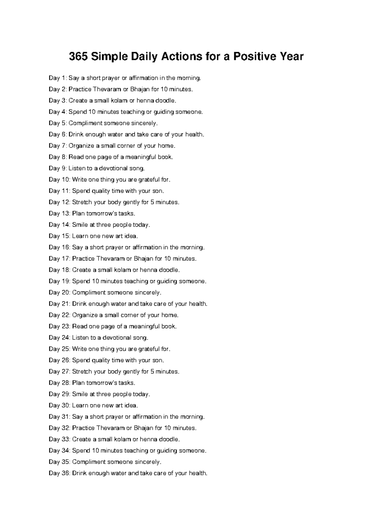 365 Simple Daily Actions for a Positive Year: A Year of Growth - Studocu