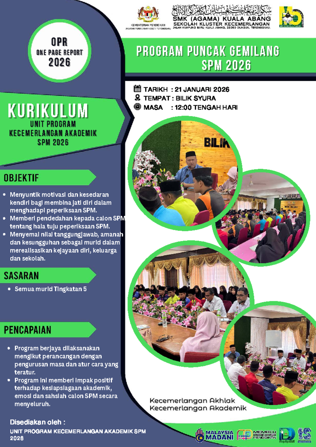 Laporan OPR Program Kecemerlangan Akademik SPM 2026 - Studocu