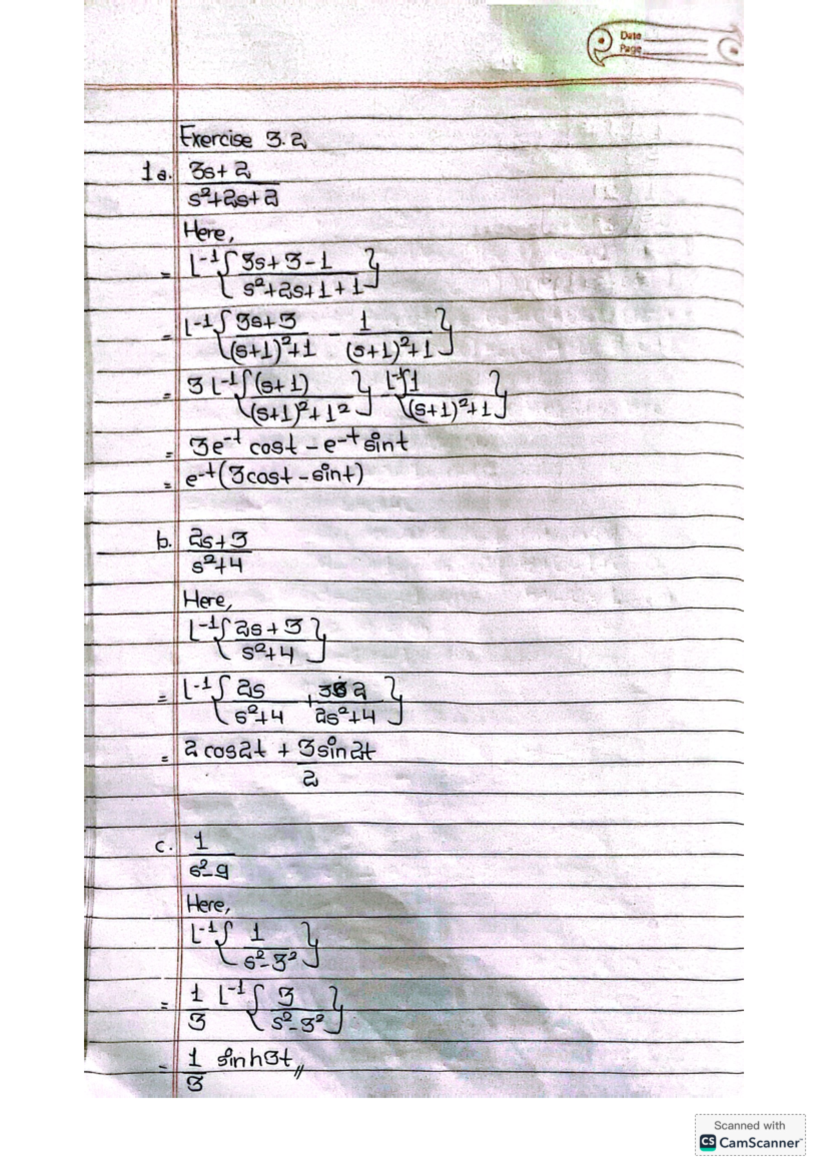 Exercise 3 - Notes on F(s) Comparisons and Convolution Theorem - Studocu