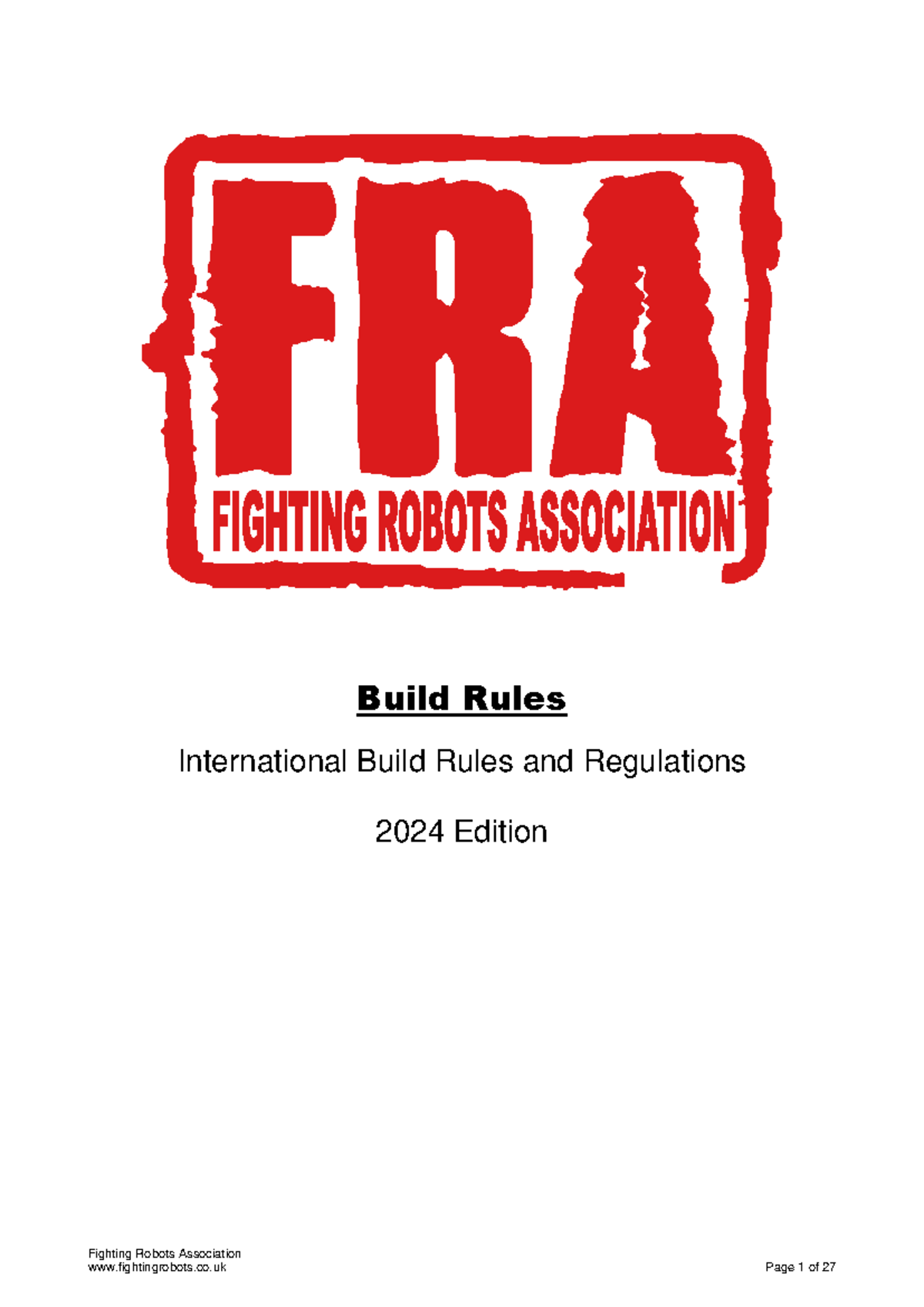 FRA 2024 Build Rules for Fighting Robots: Comprehensive Guidelines ...