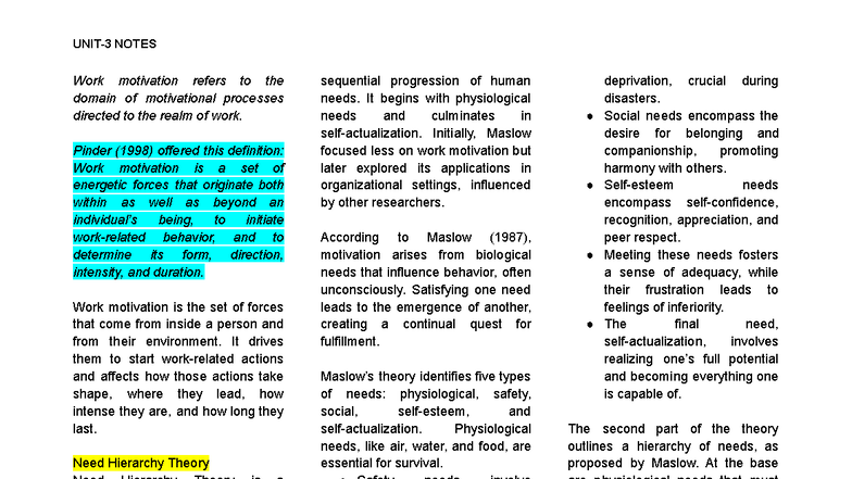 Io 3: Work Motivation Theories and Their Applications - Studocu