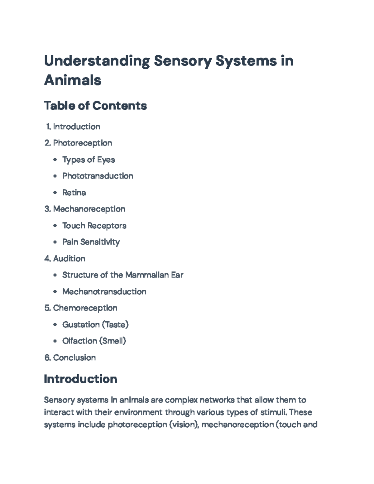 Understanding Sensory Systems in Animals - Biology 101 Final Exam Notes ...