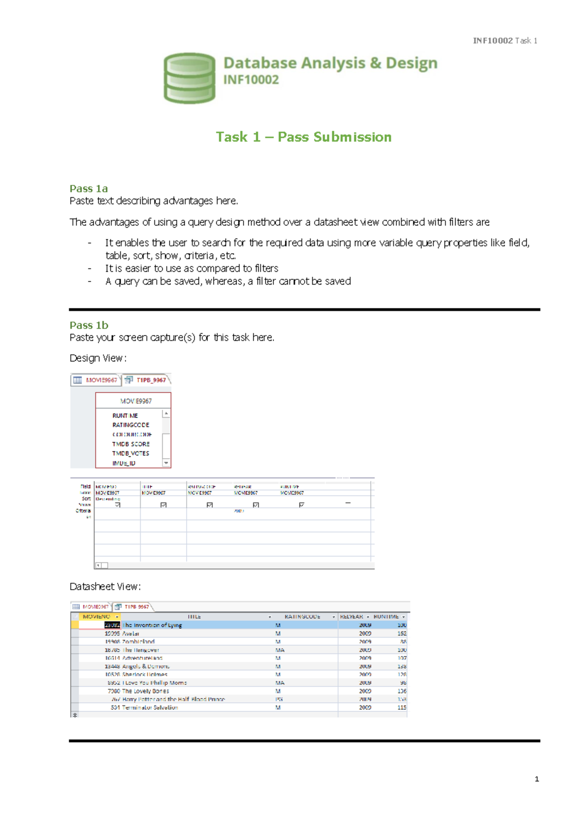 W01P-1 - Task 1 - Task 1 – Pass Submission Pass 1a Paste text ...