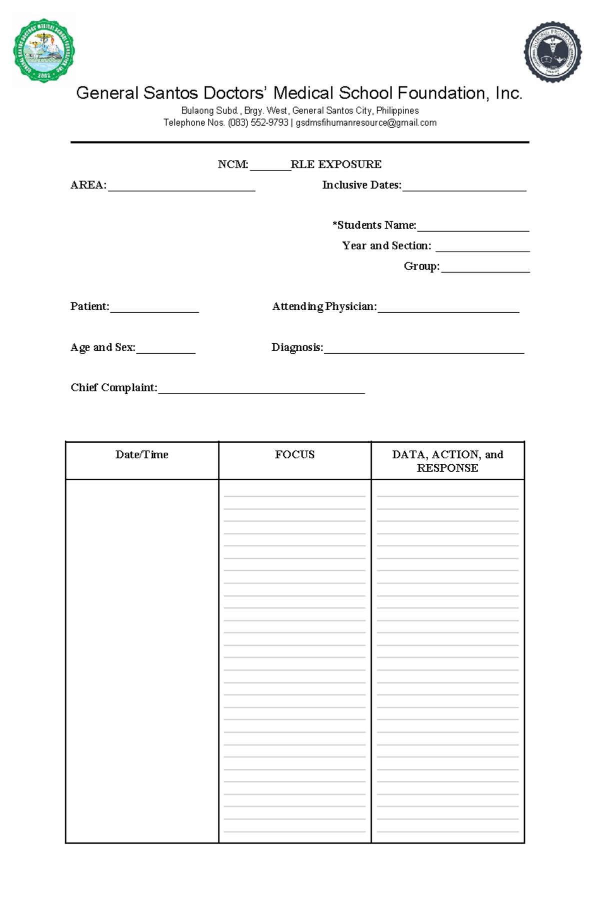 FDAR-template-1 - vdscscs - General Santos Doctors’ Medical School ...